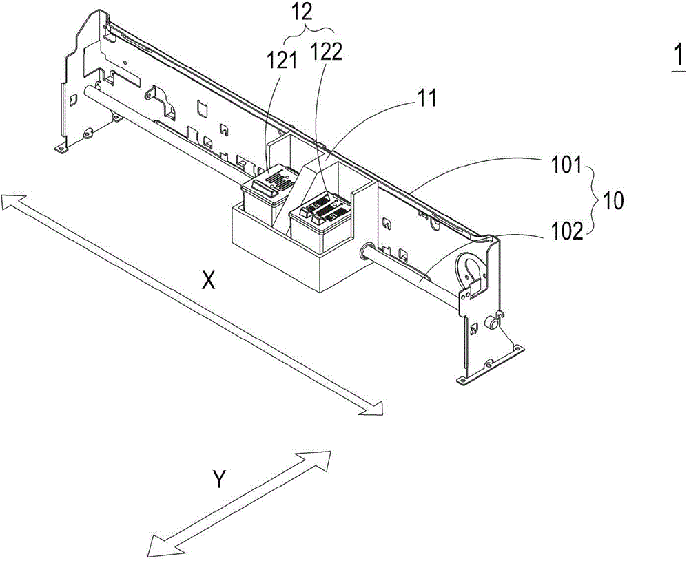 Liquid spray chip of printing module of rapid prototyping device and liquid spray control circuit thereof