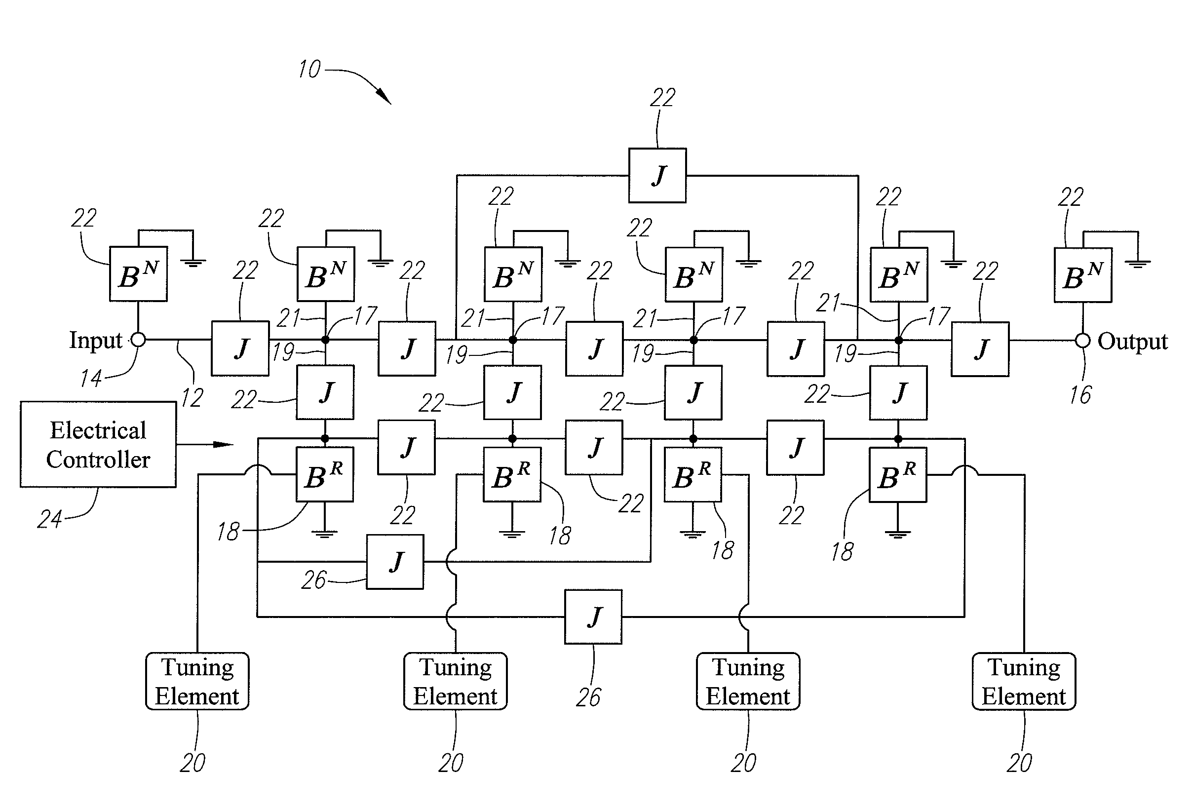 Low-loss tunable radio frequency filter