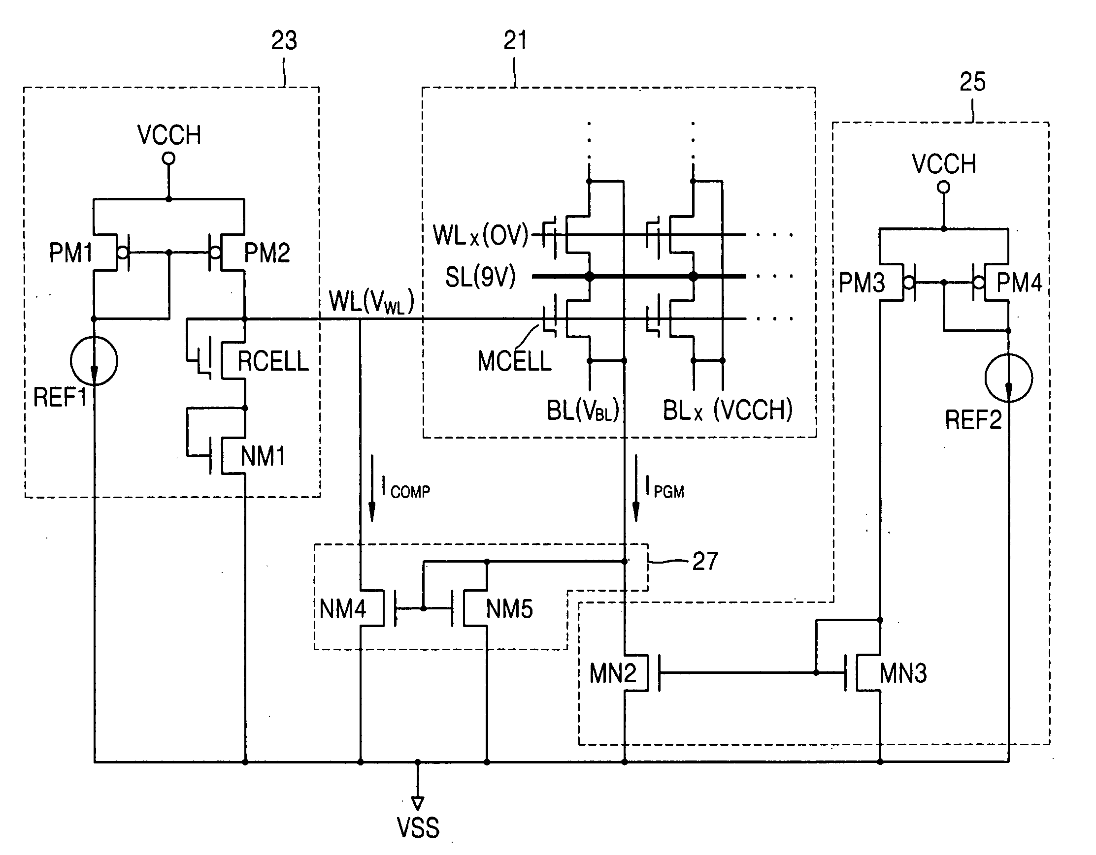 Flash memory device including bit line voltage clamp circuit for controlling bit line voltage during programming, and bit line voltage control method thereof