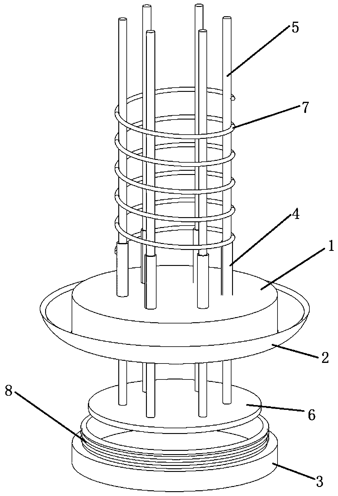 Prestressed pipe pile reinforcement cage support plate blockage device