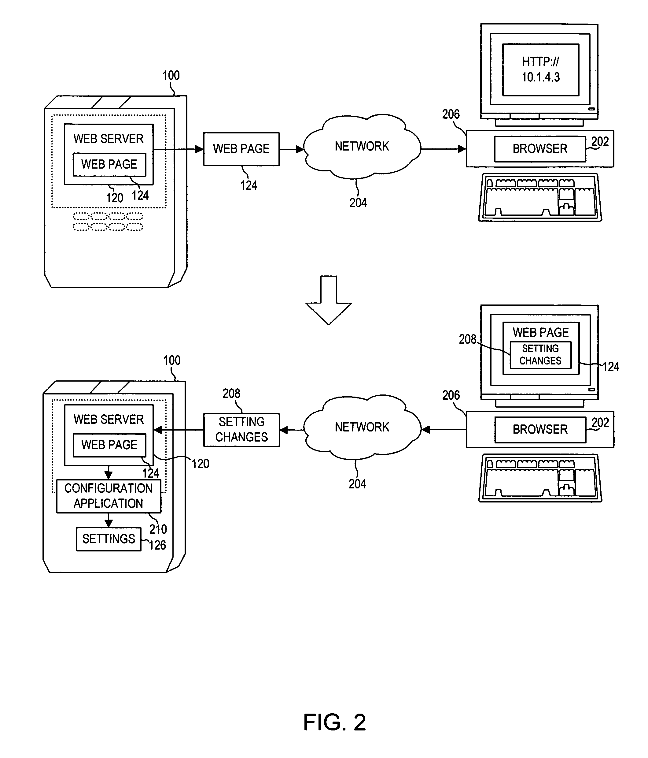 Portable data reading device with integrated web server for configuration and data extraction