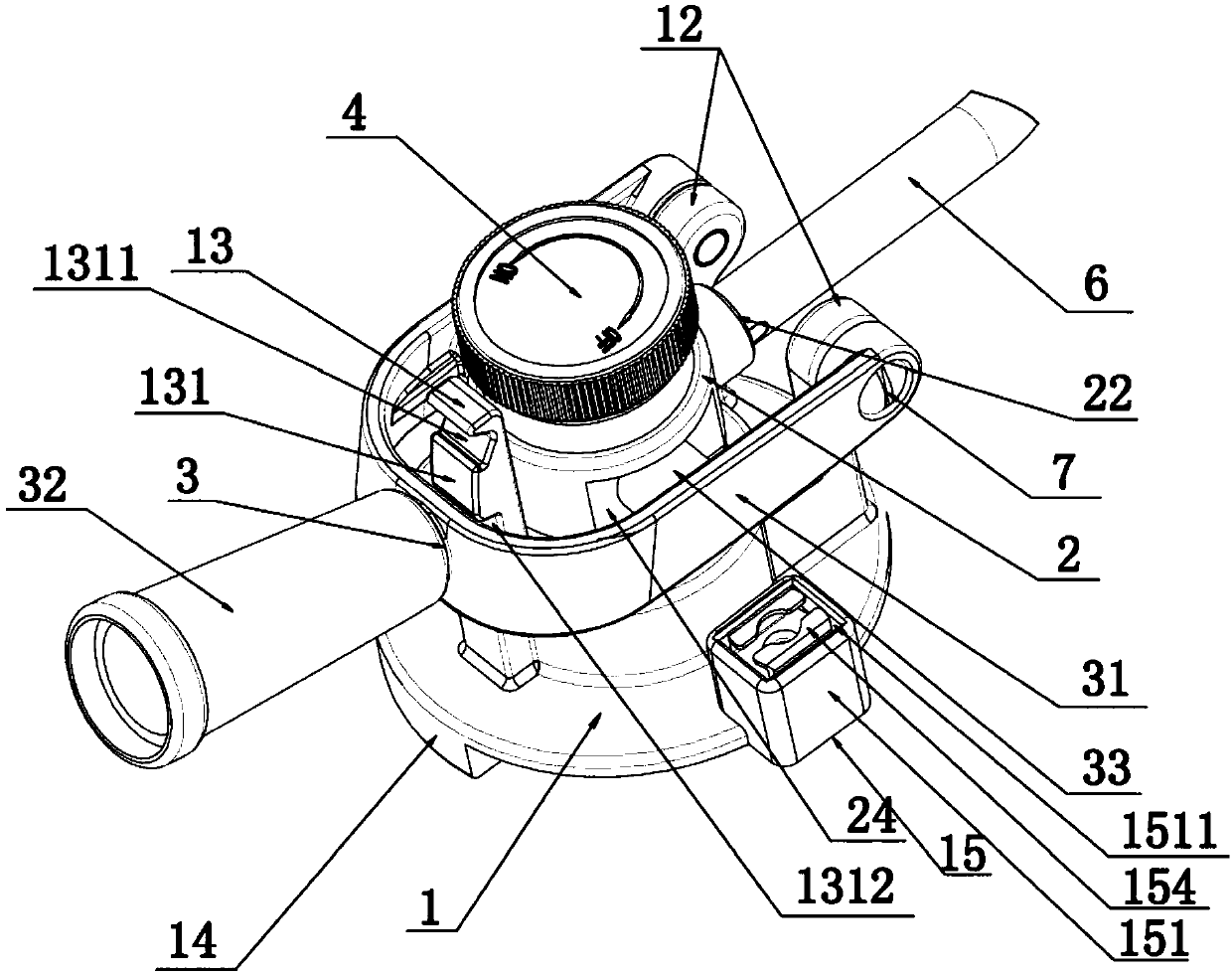 Distributor with foreshot and throttle valve