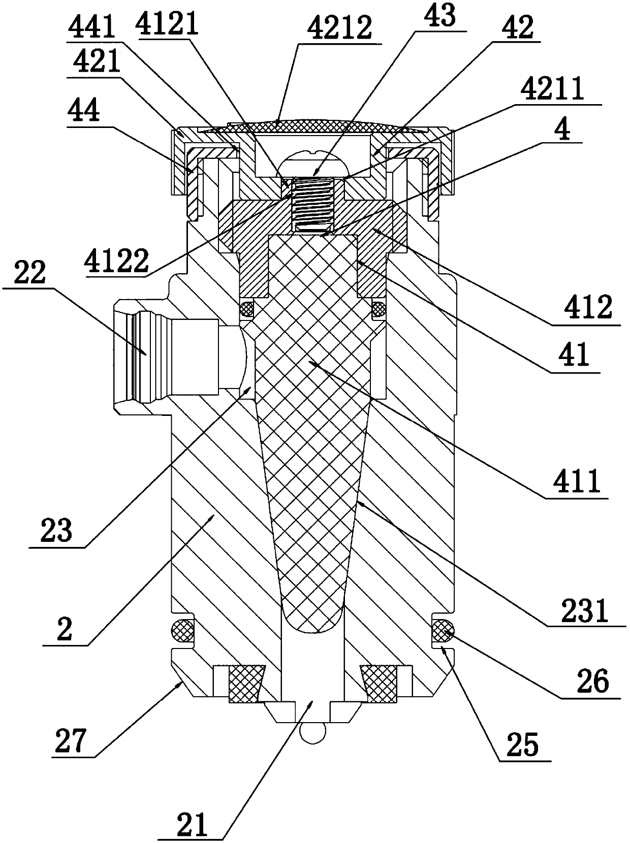 Distributor with foreshot and throttle valve