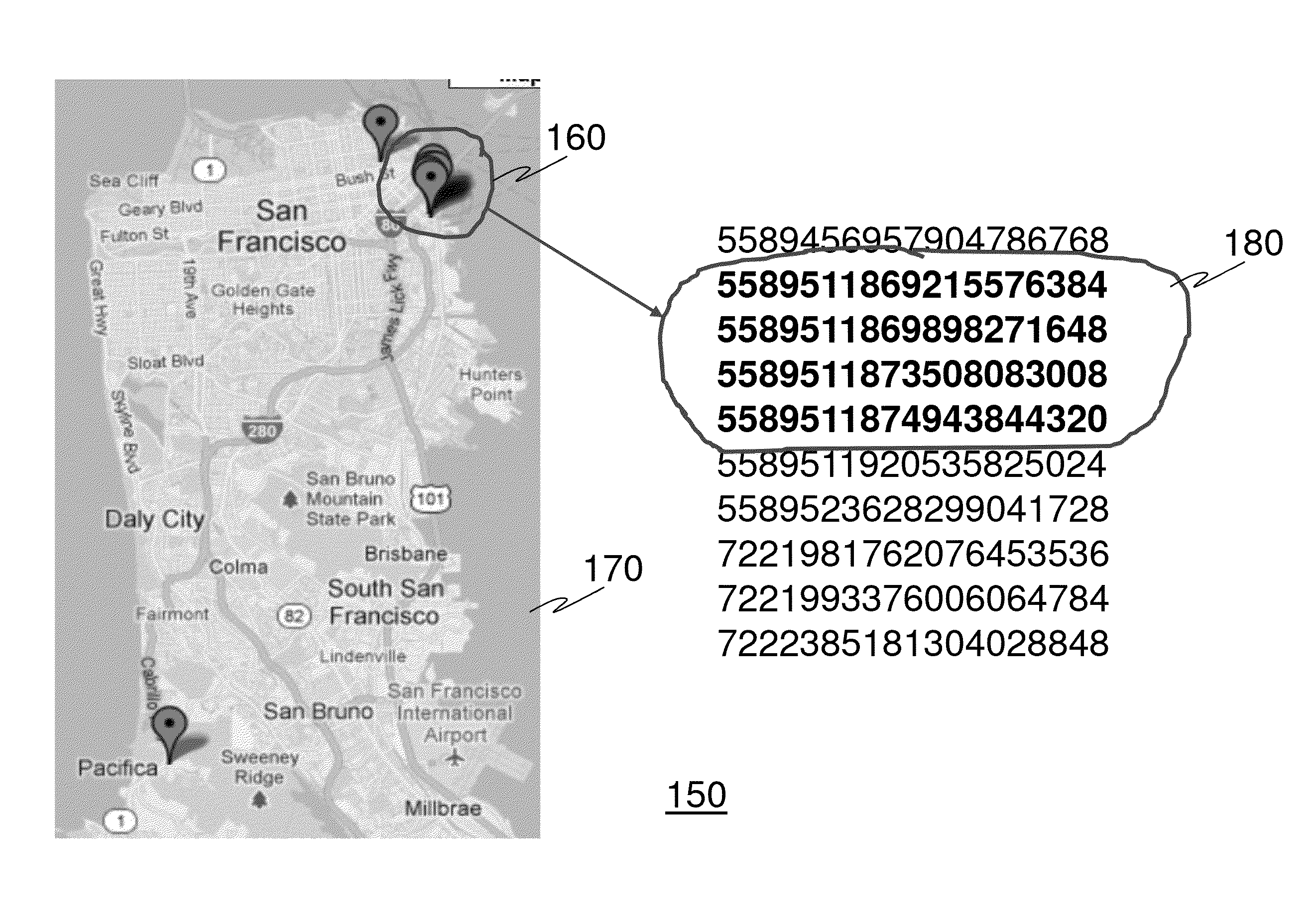 System and method for large-scale and near-real-time search of mobile device locations in arbitrary geographical boundaries