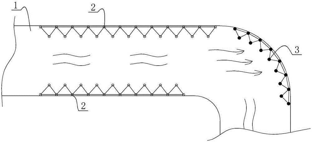 River ecological bank protection system formed by triangular pyramidal wood pile stone cage frames and construction method