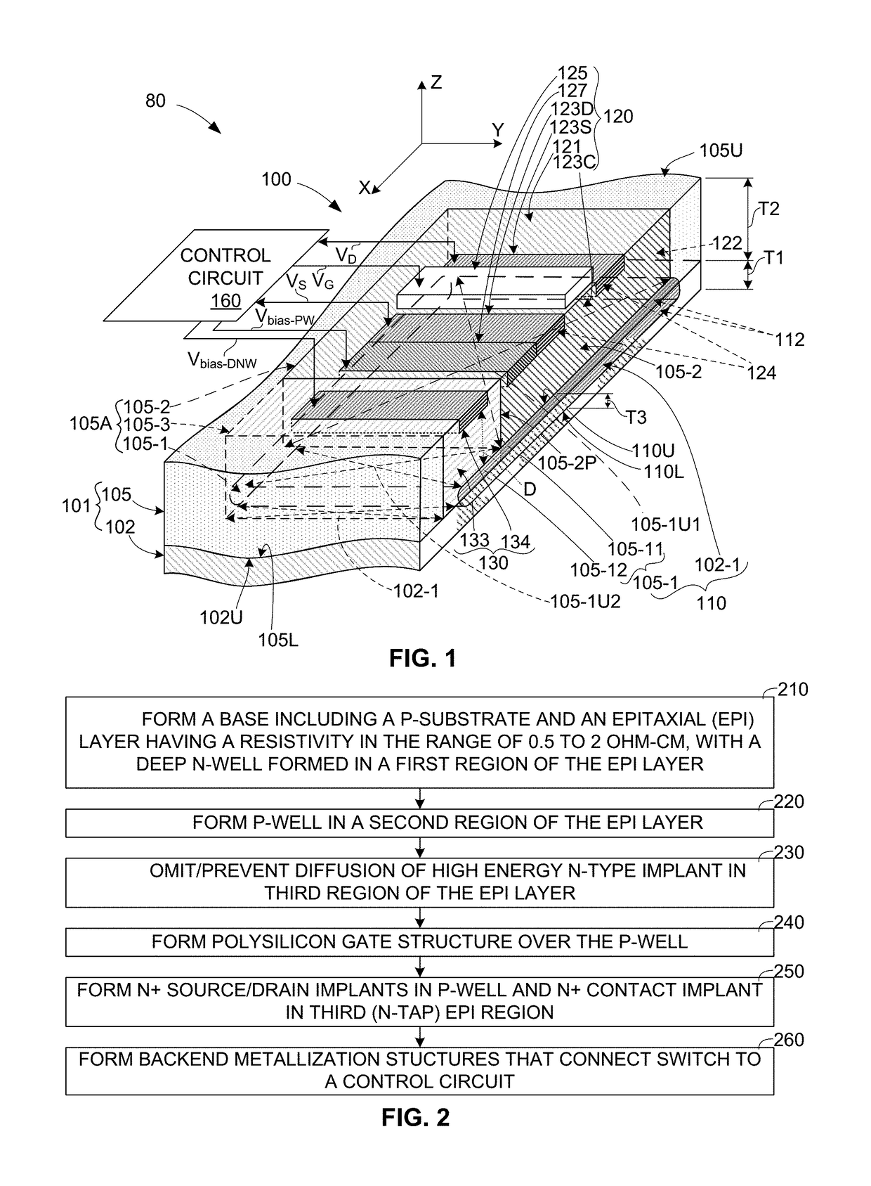 Bulk CMOS RF Switch With Reduced Parasitic Capacitance