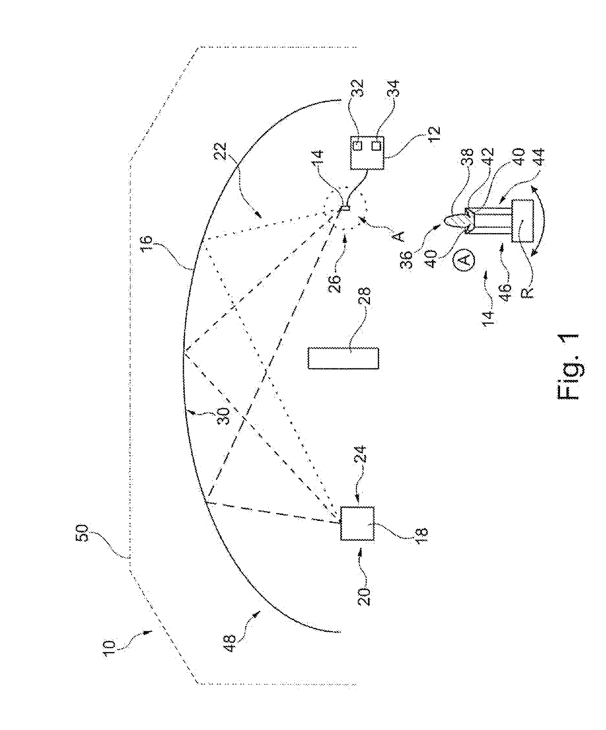 Over-the-air test system and method for testing a device under test