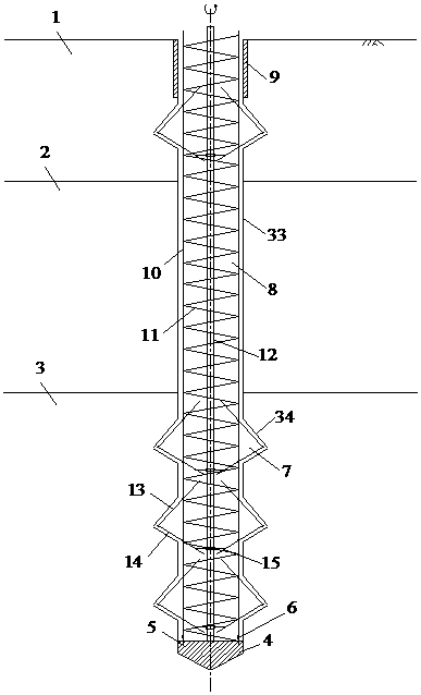 A drilled extruded reinforced support-disk pile and its construction method