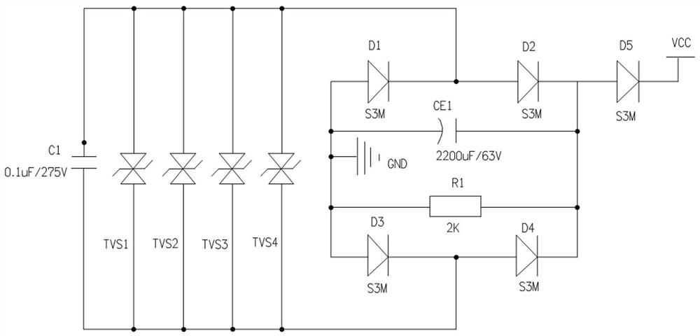 Capacitive high-voltage self-powered power supply and measurement integrated device