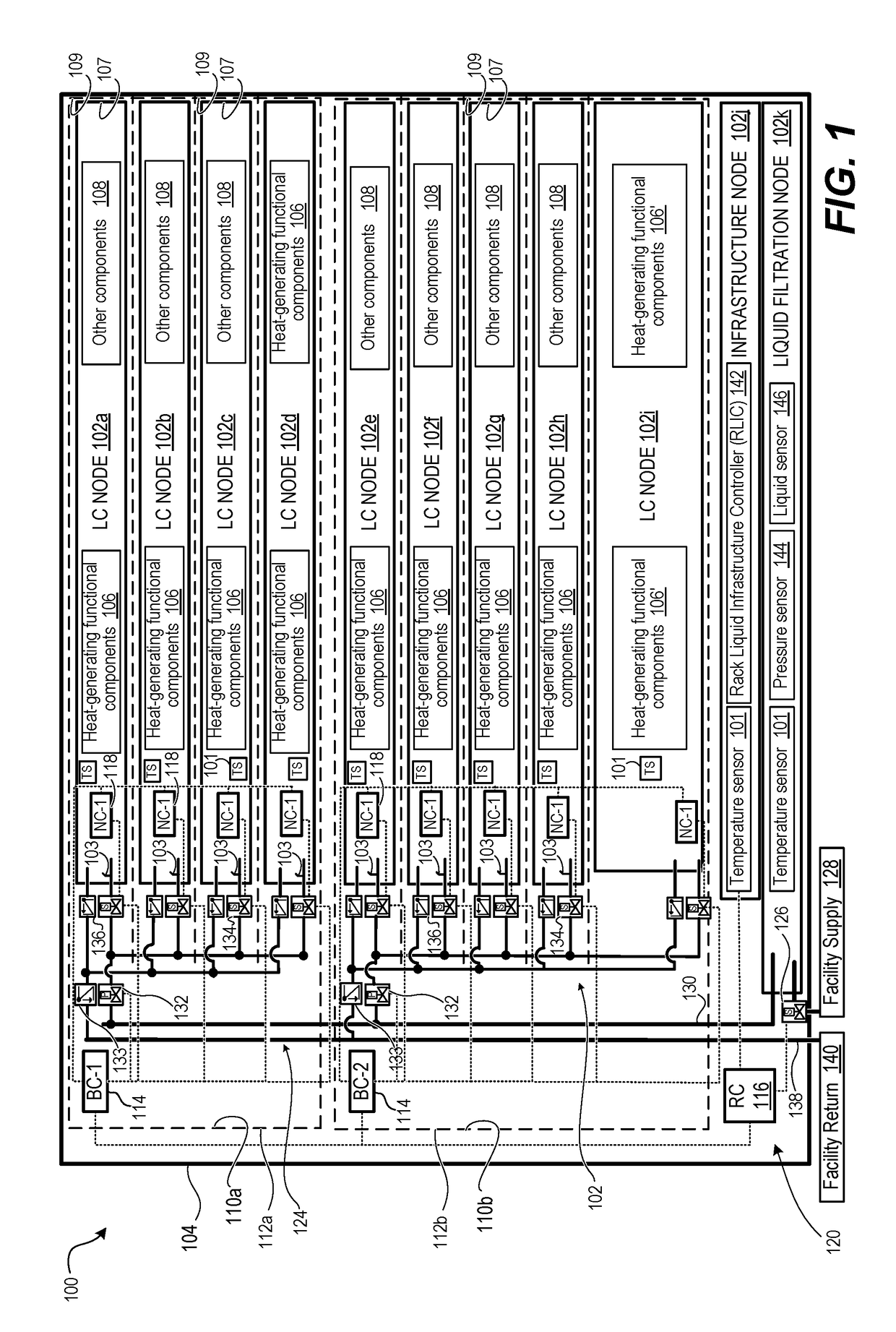 Integrated air-spring for hydraulic force damping of a rigid liquid cooling subsystem