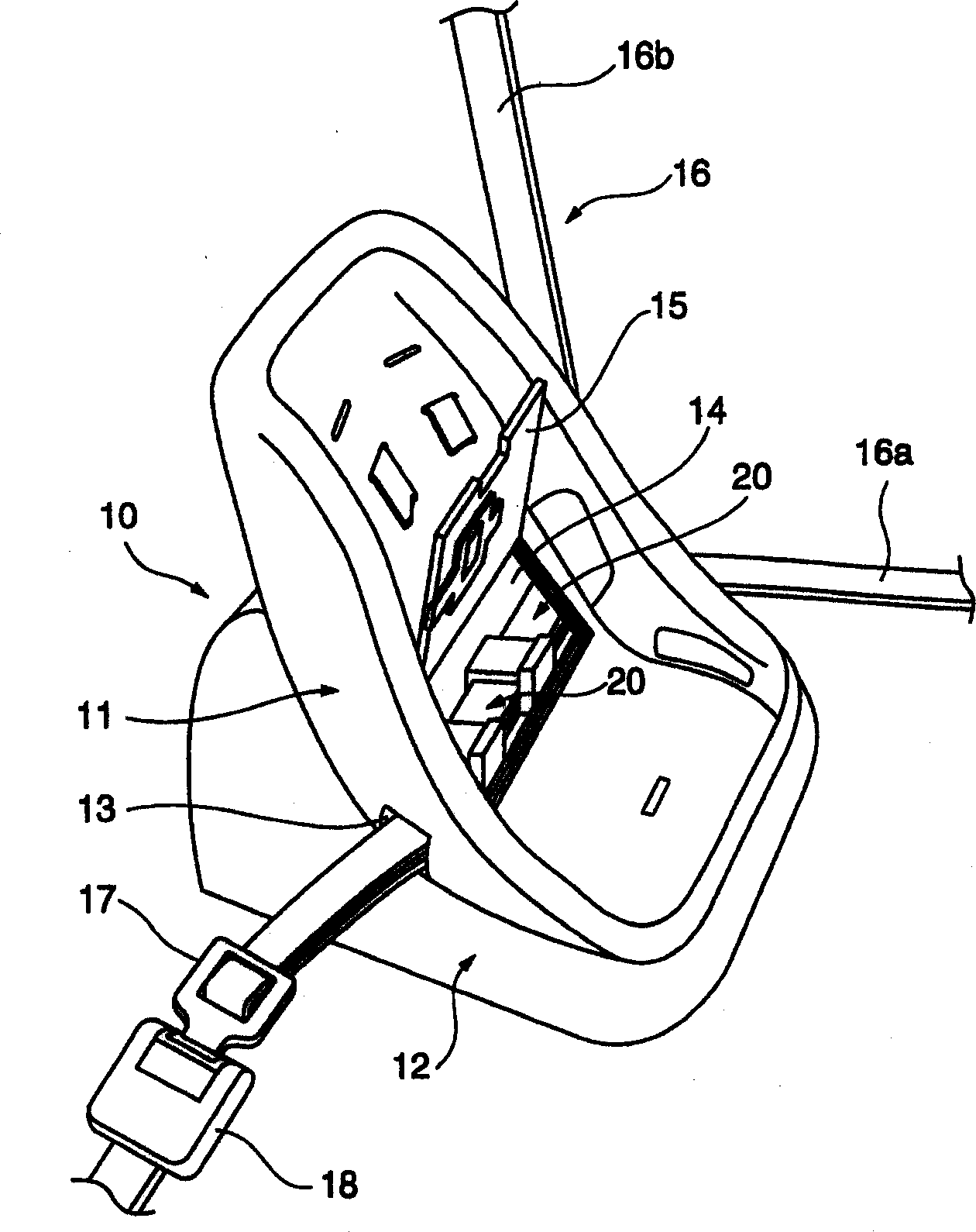 Child car seat and its locking belt device