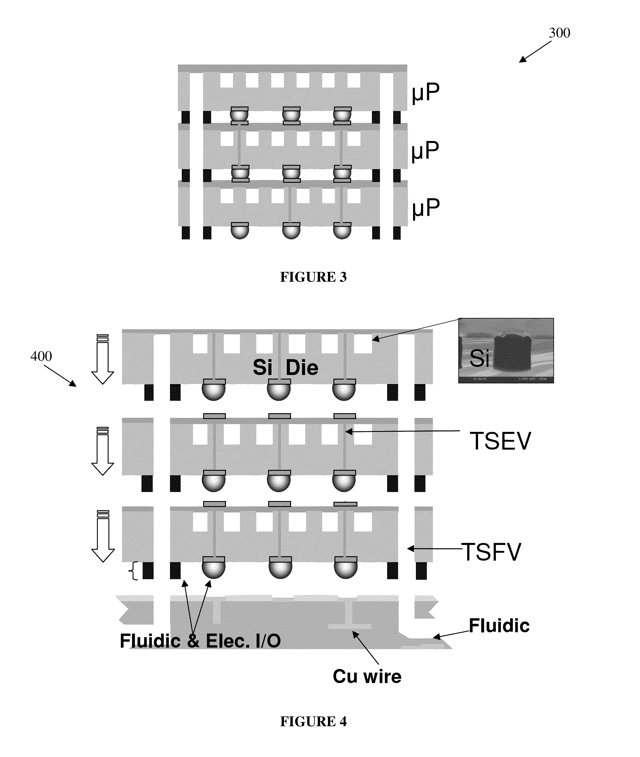 3-D ICs equipped with double sided power, coolant, and data features