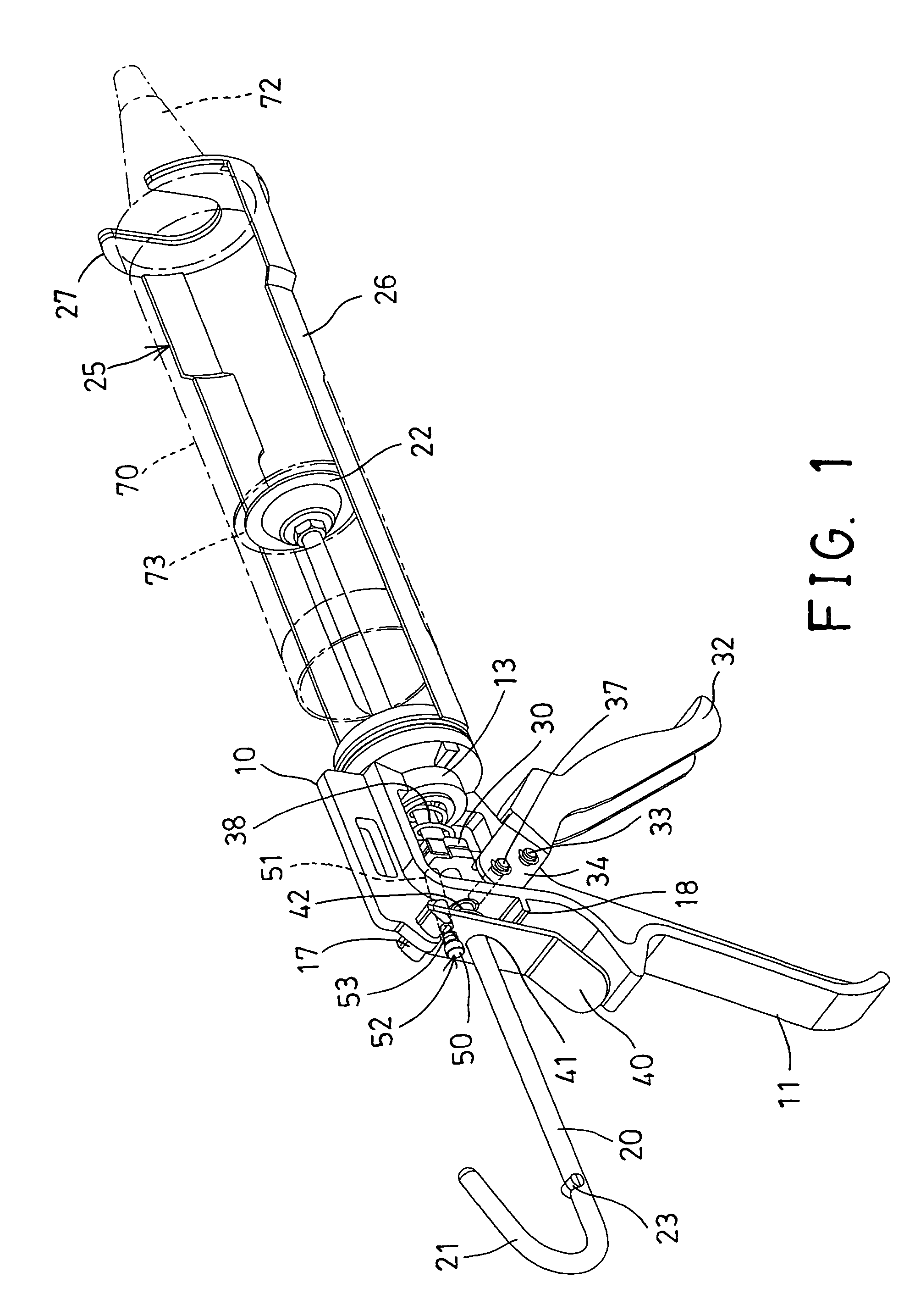 Adjustable caulk dispensing gun