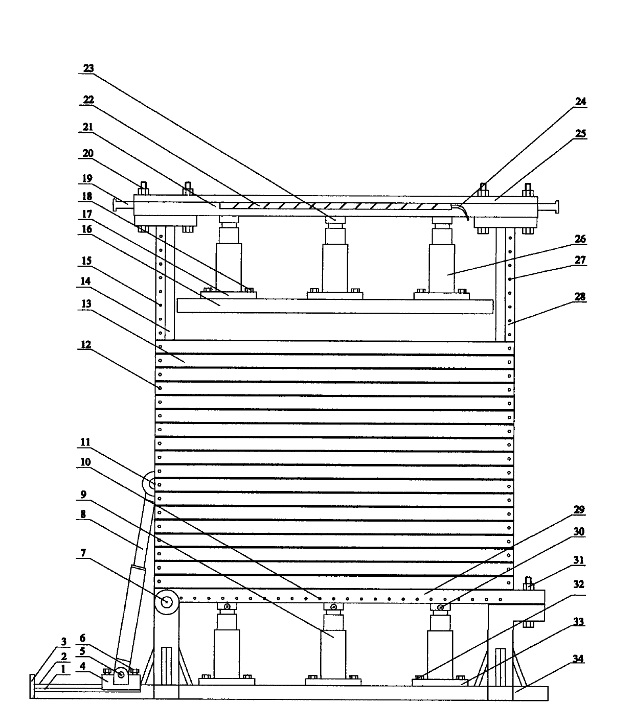 Loadable planar angle-changing analog simulation experiment device and experiment method