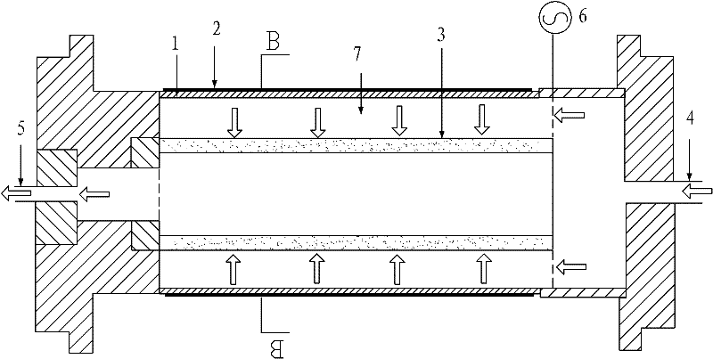 Reactor for filtering PAHs (polycyclic aromatic hydrocarbons) in composite electrocatalytic oxidation treatment