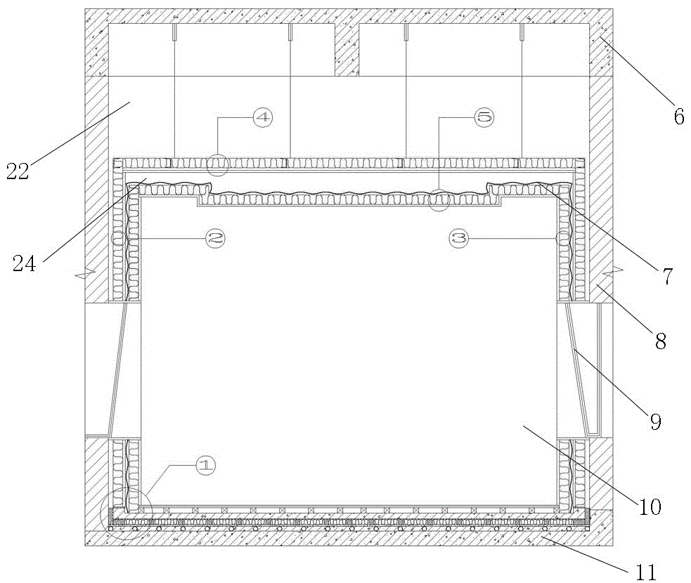 Room-in-room sound-insulation and shock-absorption system and construction method thereof