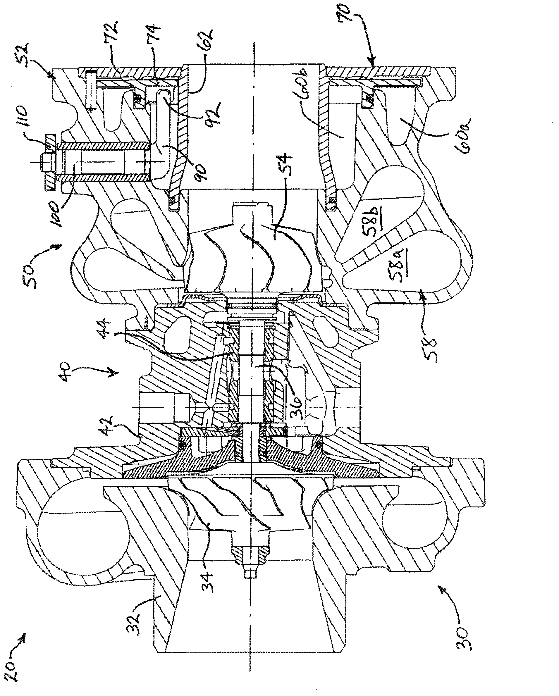 Turbocharger with divided turbine housing and annular rotary bypass valve for the turbine