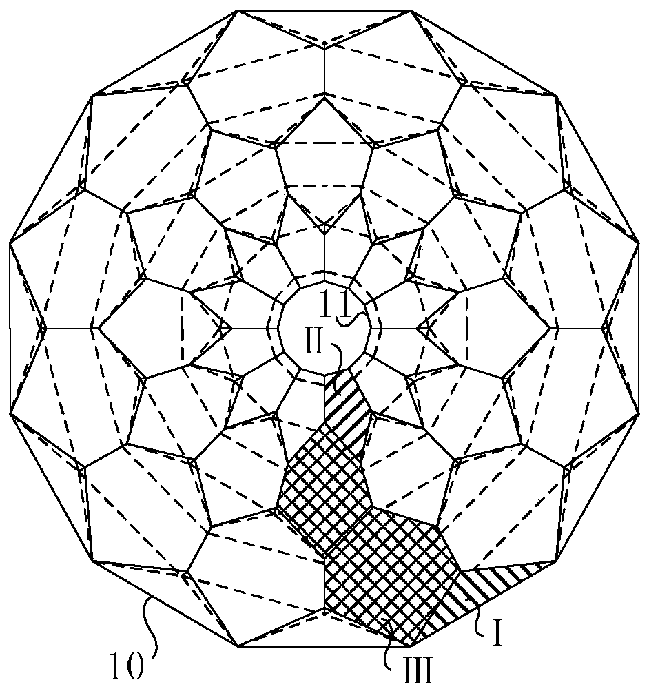 Honeycomb single-brace-rod type cable dome structure