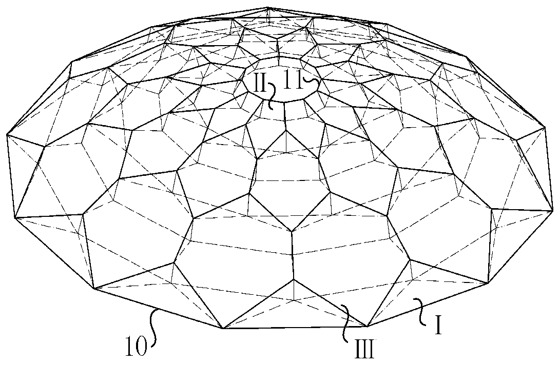 Honeycomb single-brace-rod type cable dome structure