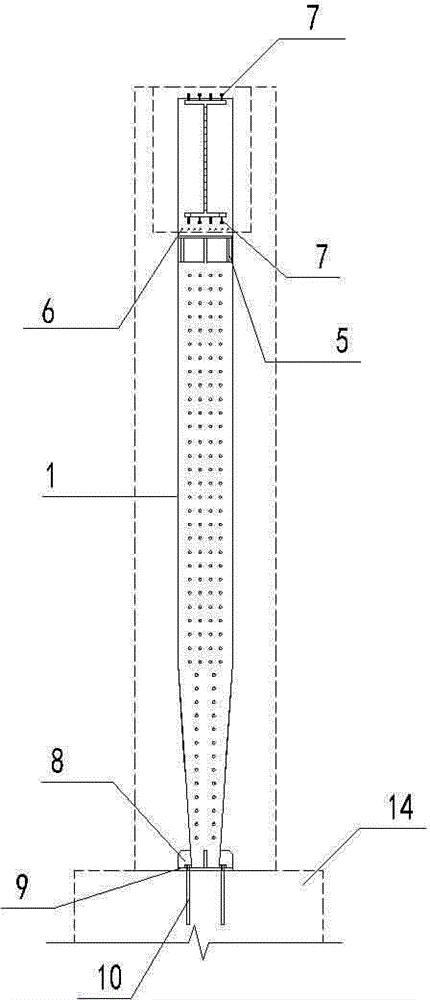 Metro double-column elevated station steel reinforced concrete transformation structure reinforcing bar and construction method thereof