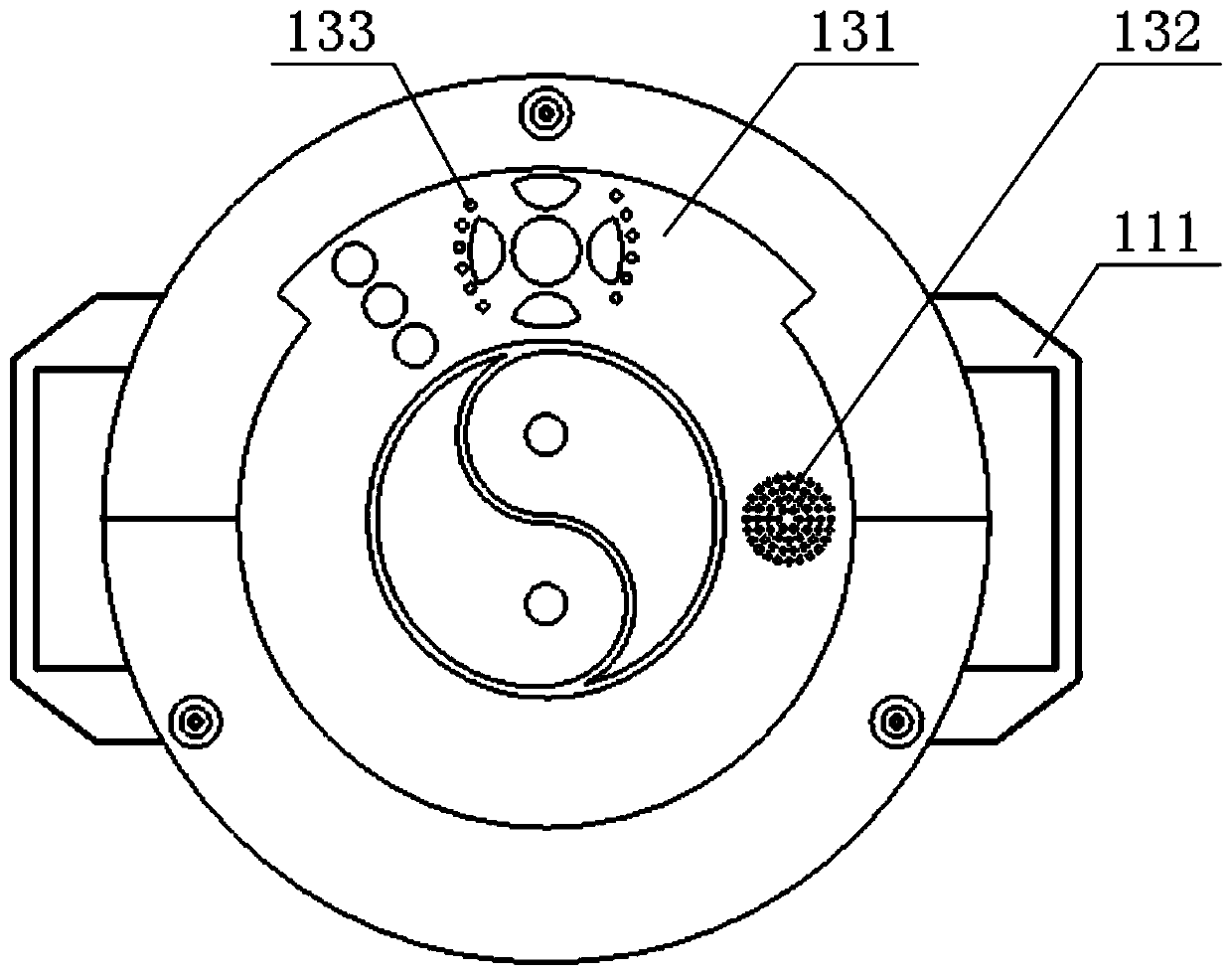 Massaging, music and traditional Chinese medicine moxibustion integrated omnibearing massager