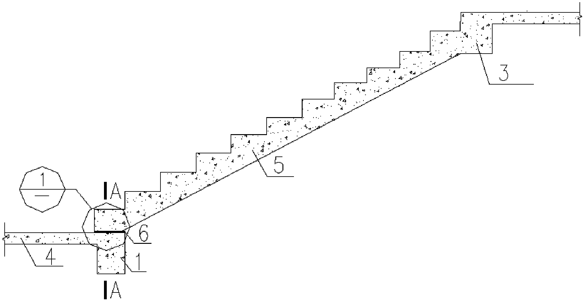 Reinforced concrete platy stair with simple sliding support and construction method