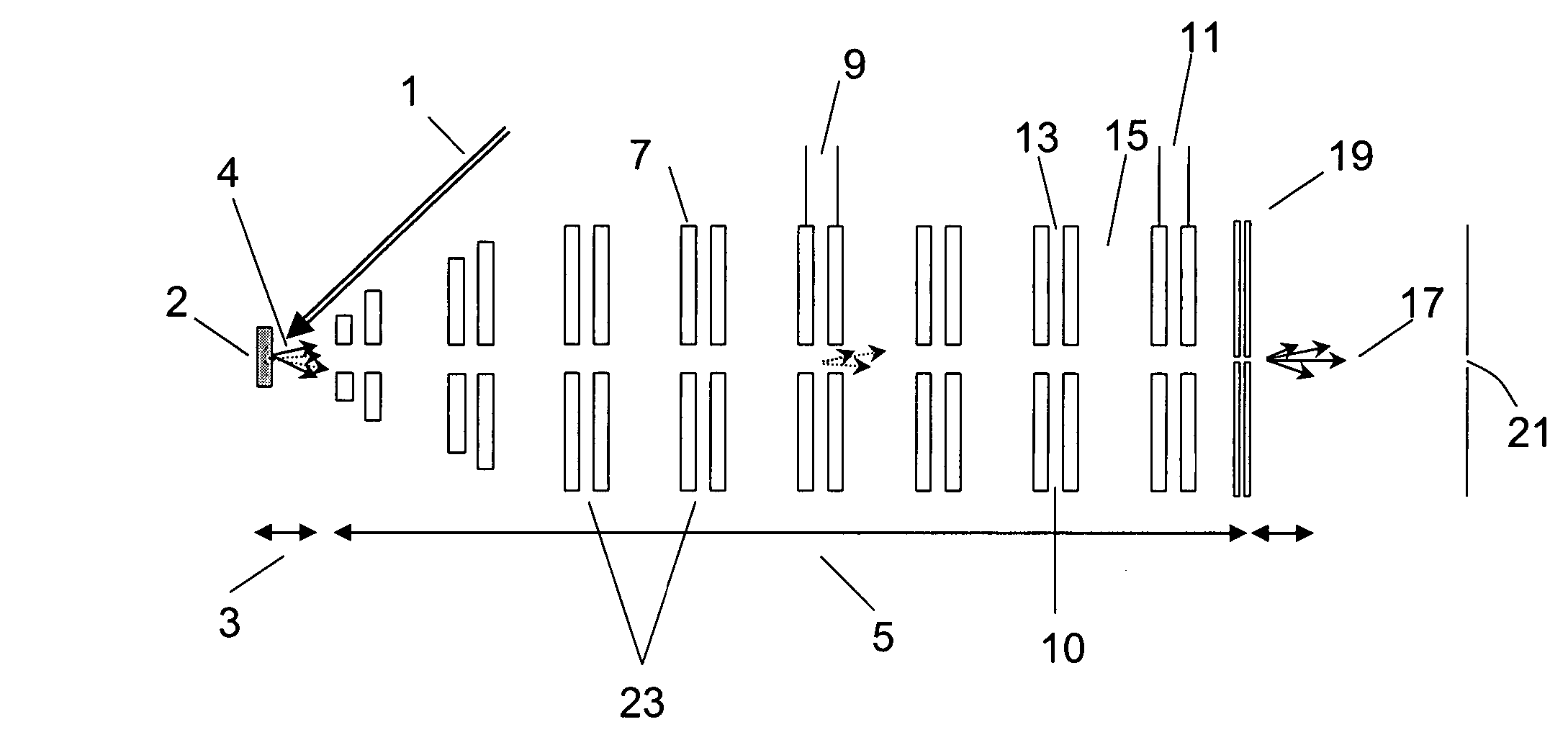 Ion mobility TOF/MALDI/MS using drift cell alternating high and low electrical field regions