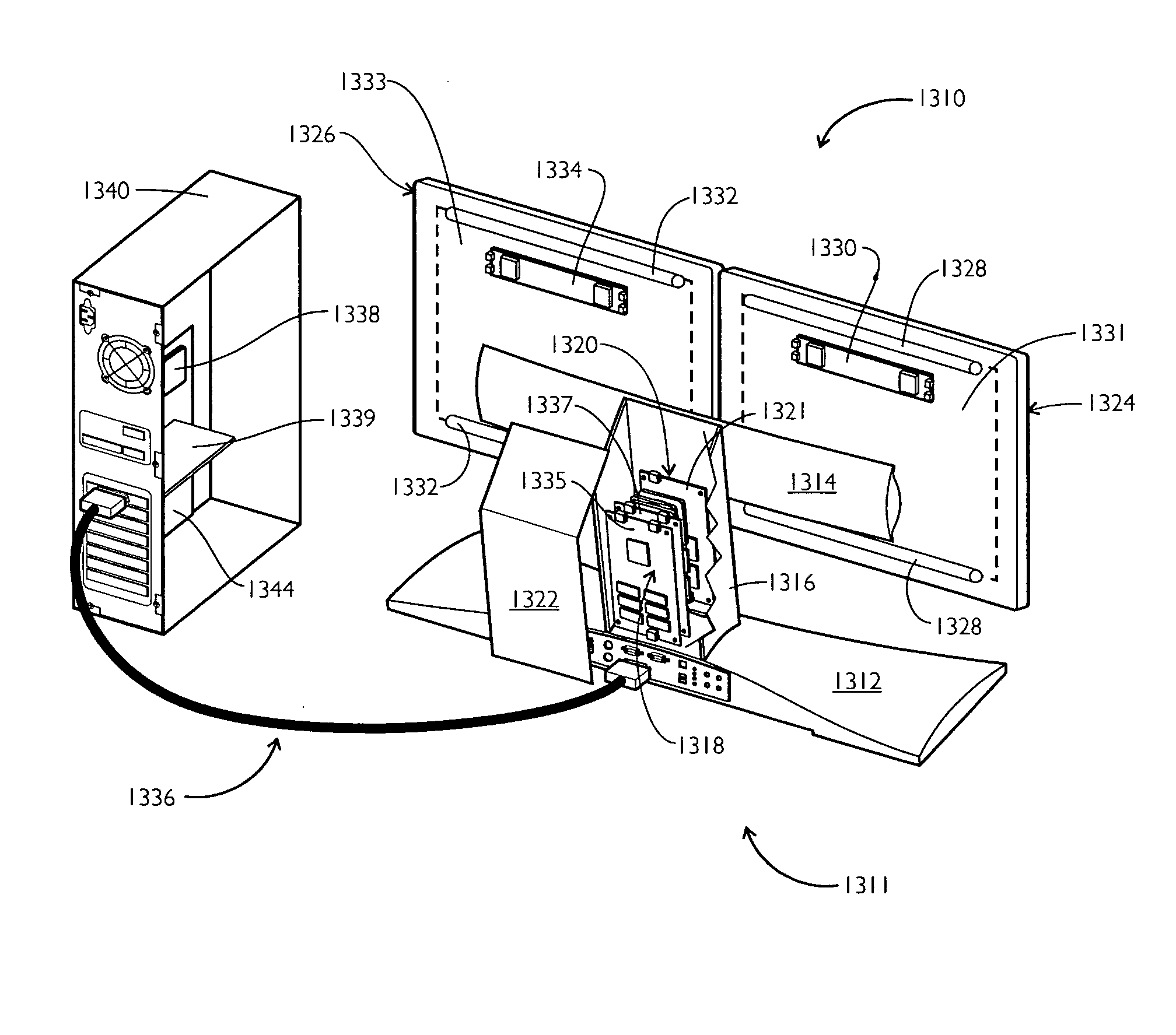 Graphics and monitor controller assemblies in multi-screen display systems