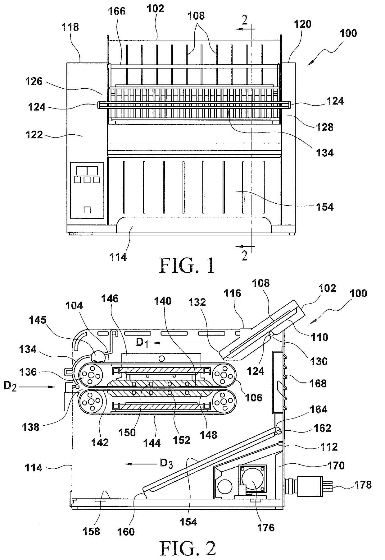 Food service equipment comprising a multiple-pass feeder conveyor and toaster with floating platen to accommodate different food products having different thickness dimensions