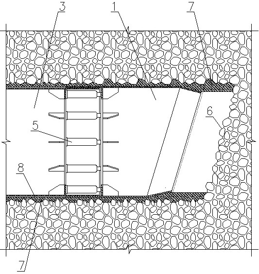 Pebble bed pipe jacking structure and pebble bed pipe jacking construction method