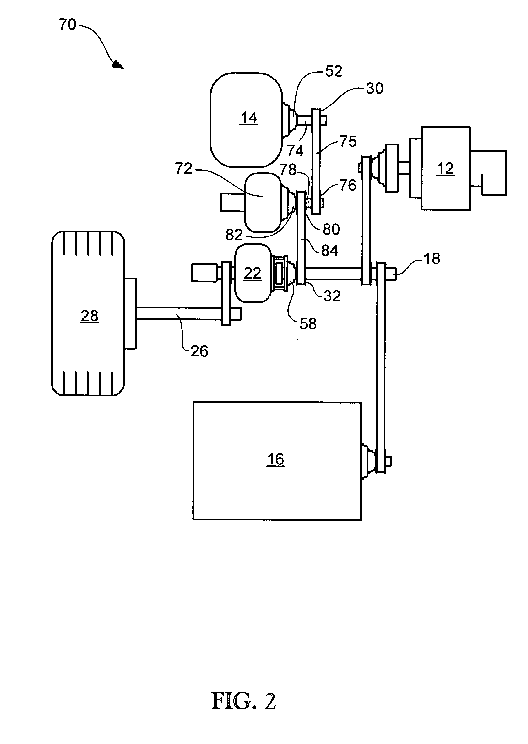 Hybrid vehicle drive train and method