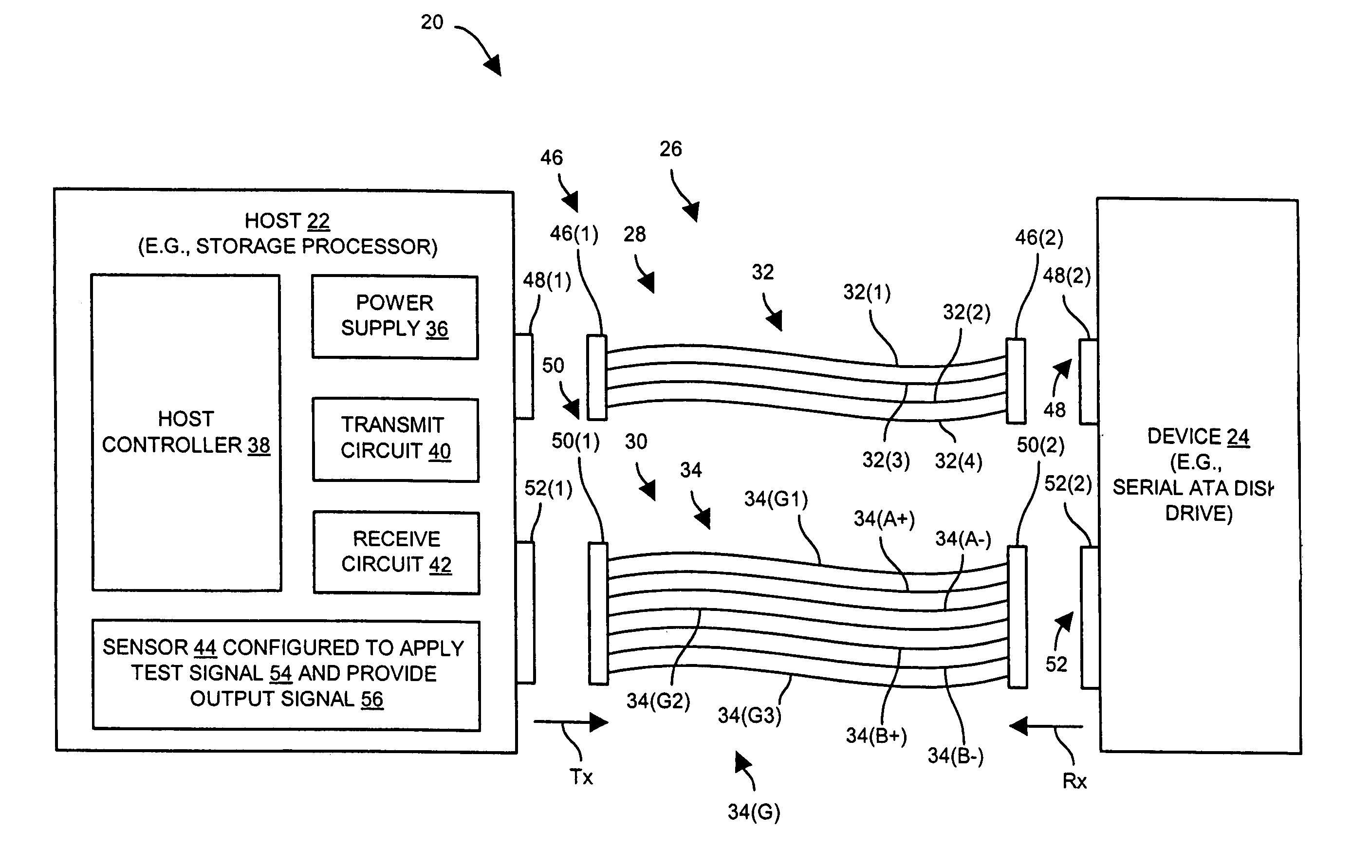 Methods and apparatus for indicating whether a device is connected to a serial ATA communications cable