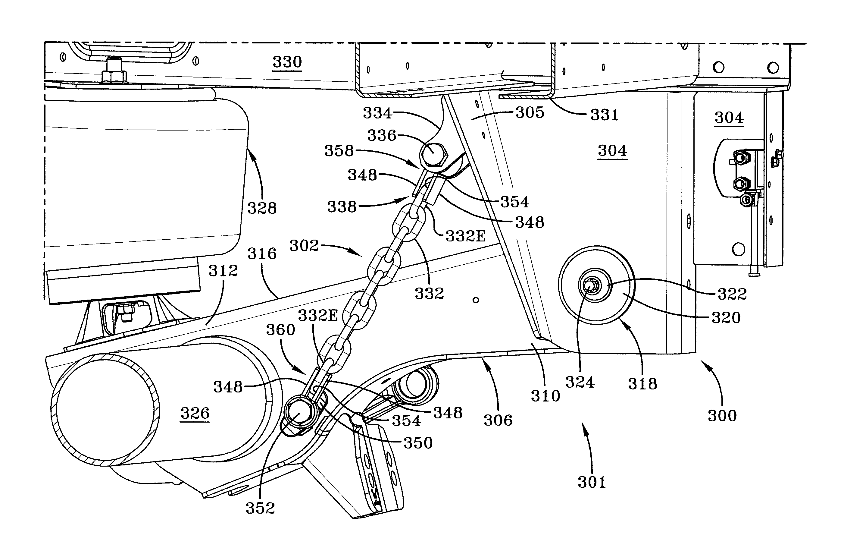 Mechanical stop for axle/suspension systems