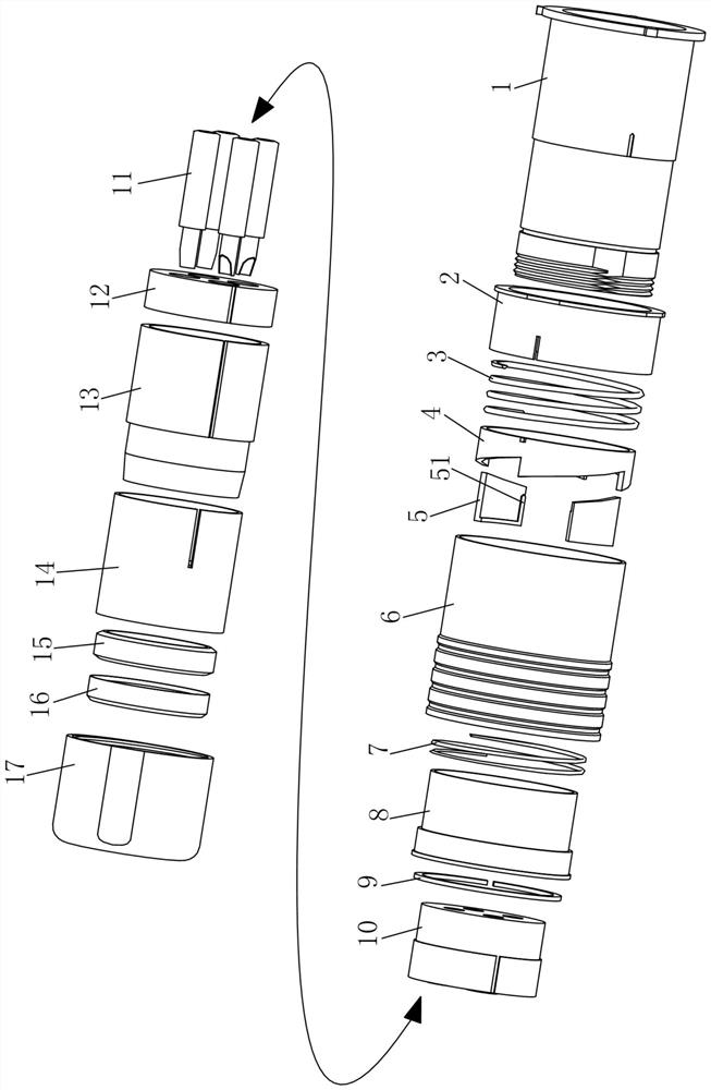 Ratchet push-pull self-locking electric connector