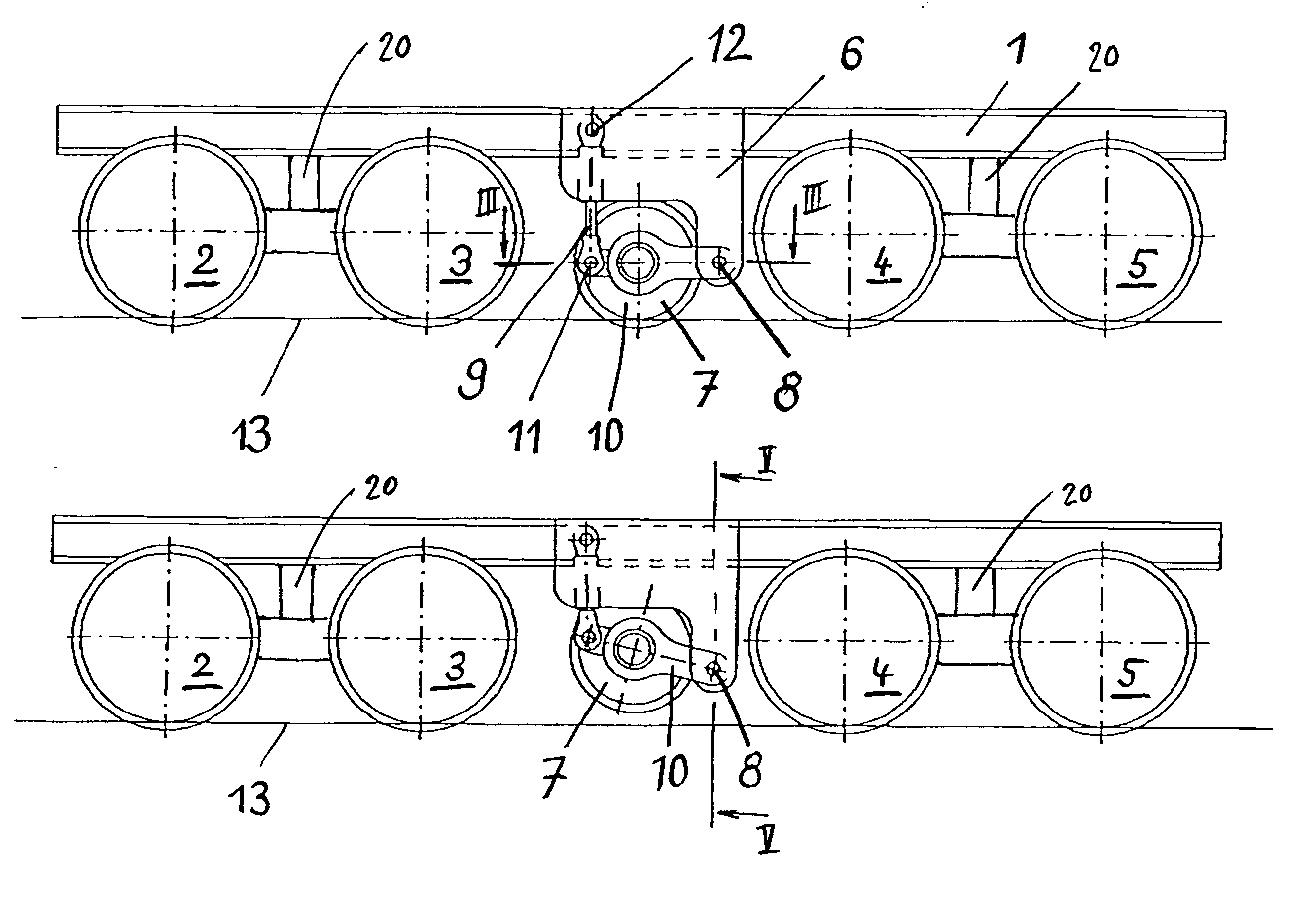 Underframe for a rail-borne vehicle for the freely movable transport of loads