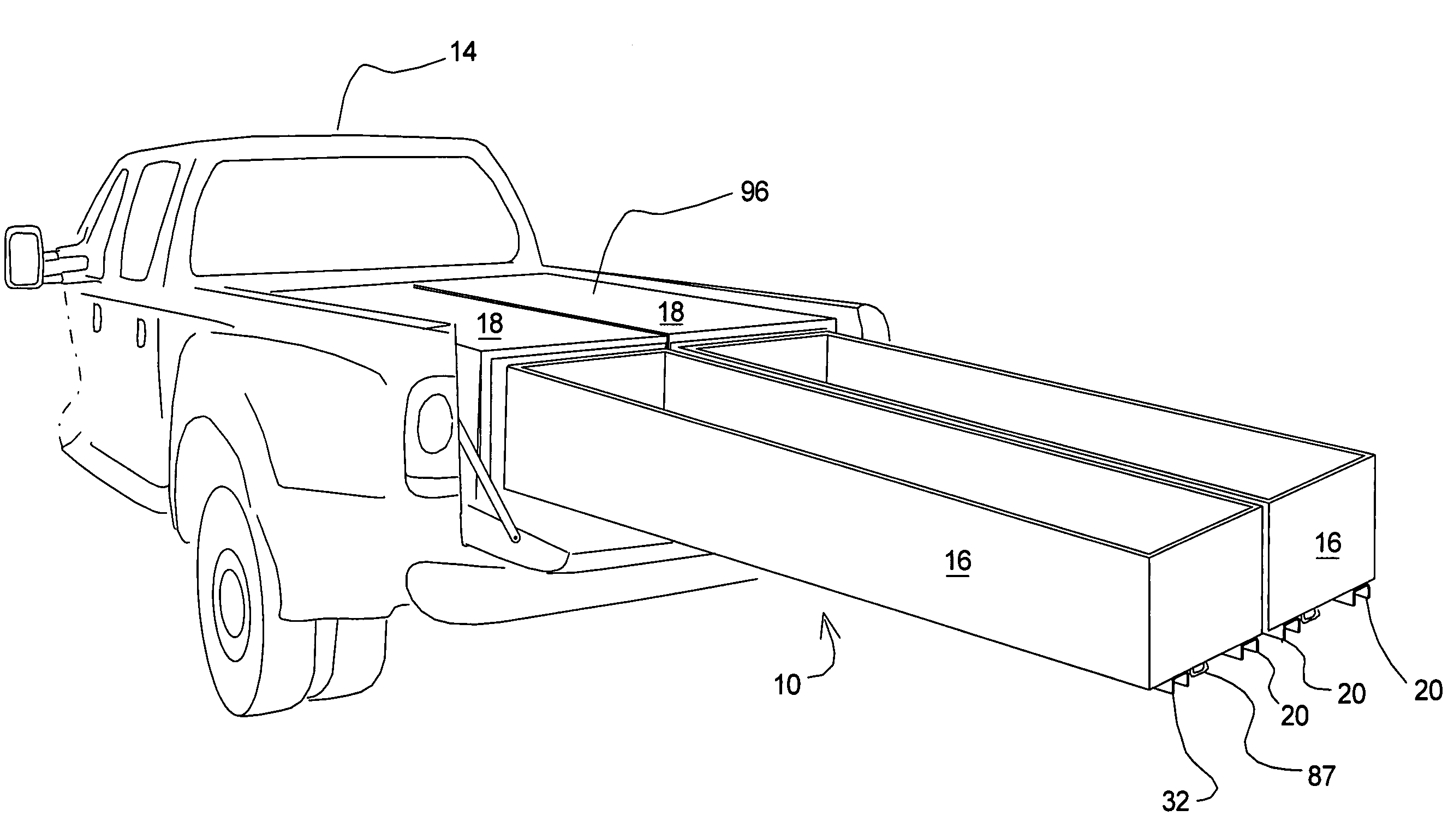 Retractable storage system for trucks