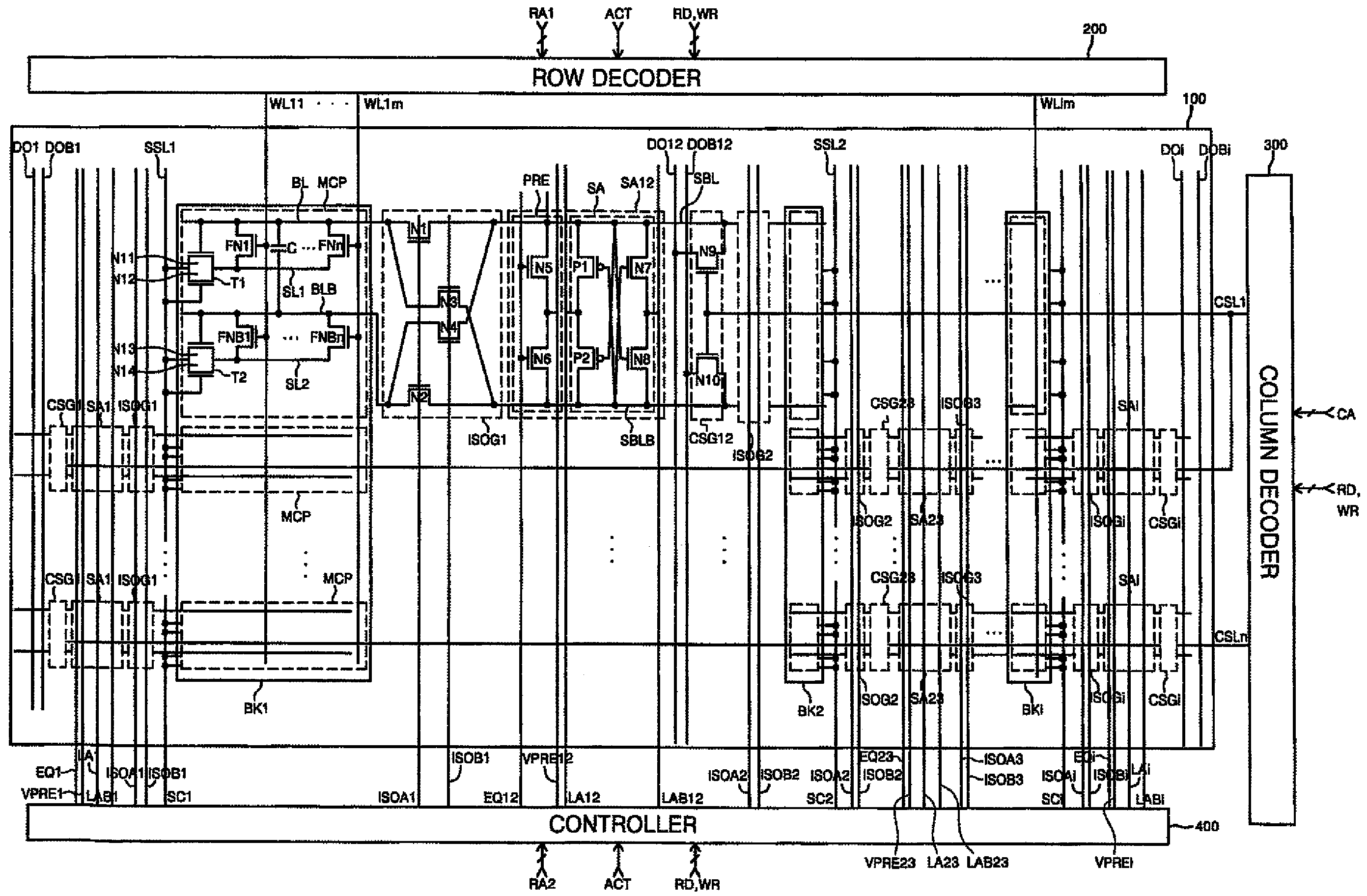 Semiconductor memory device comprising floating body memory cells and related methods of operation