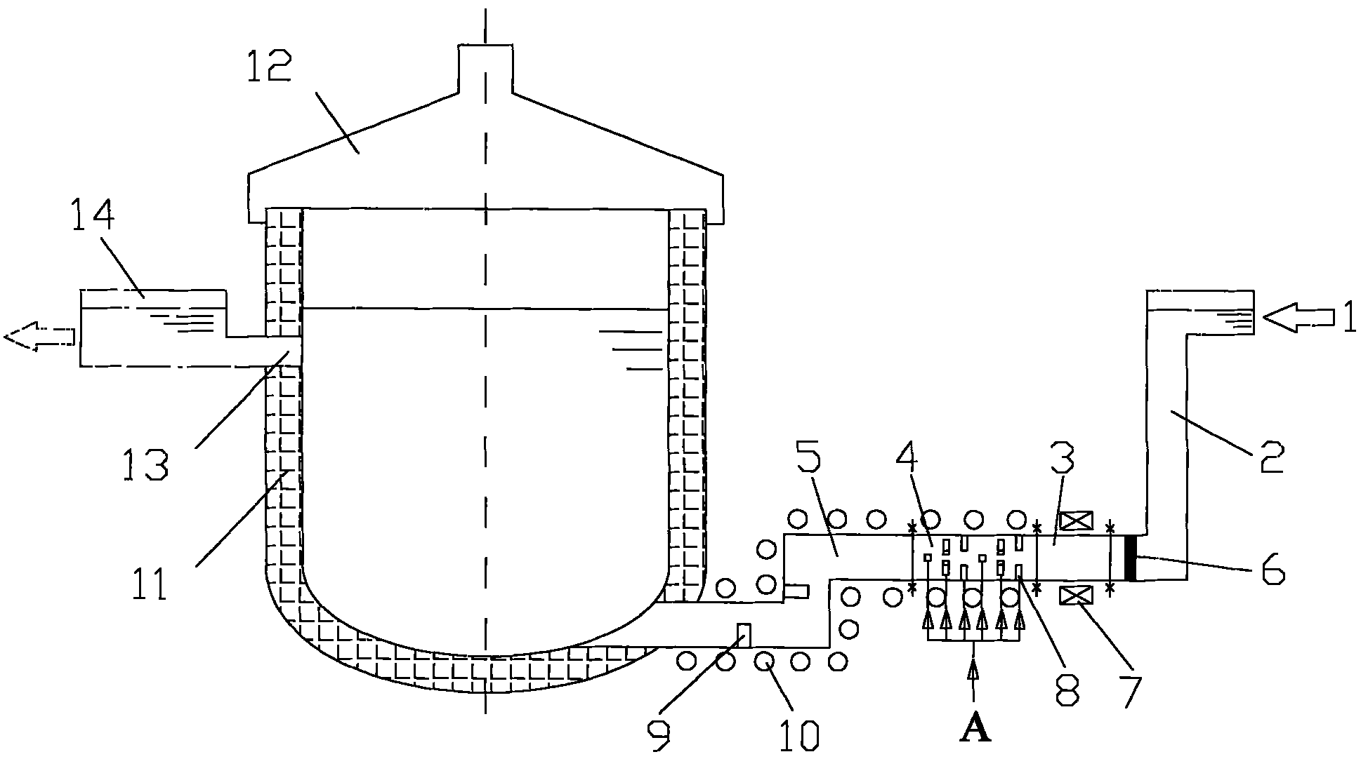 On-line degassing device for aluminium melt