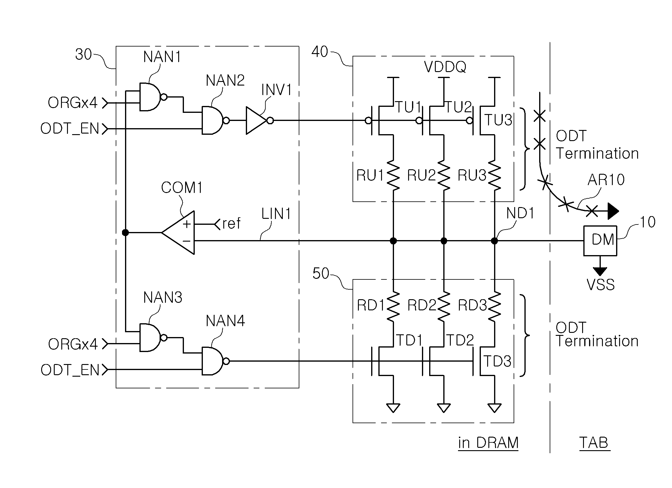 Memory module cutting off DM pad leakage current