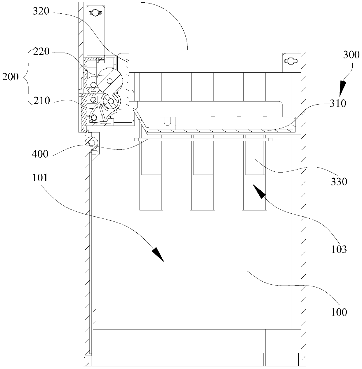 Stacking structure and coin box