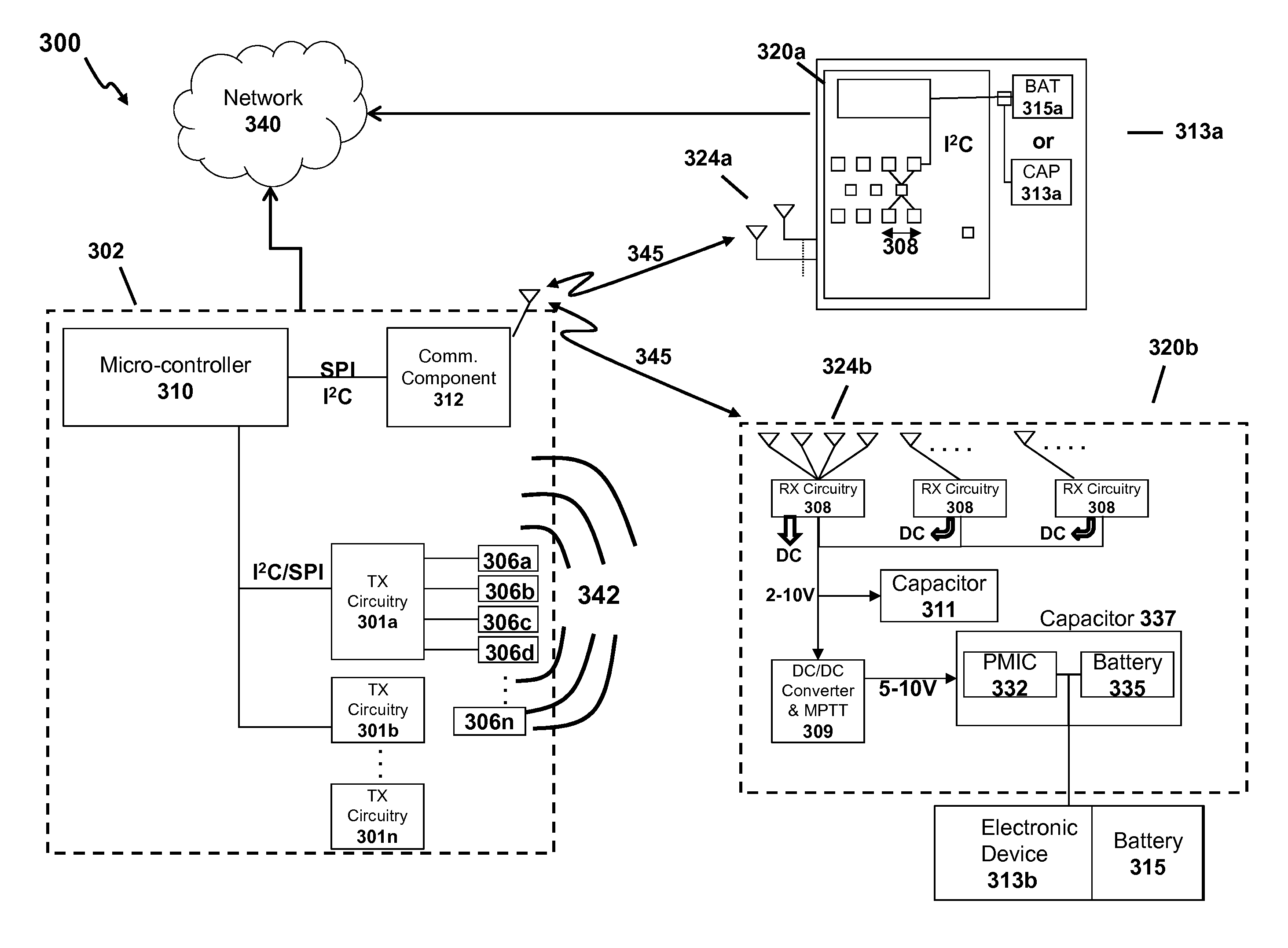 TV system with wireless power transmitter