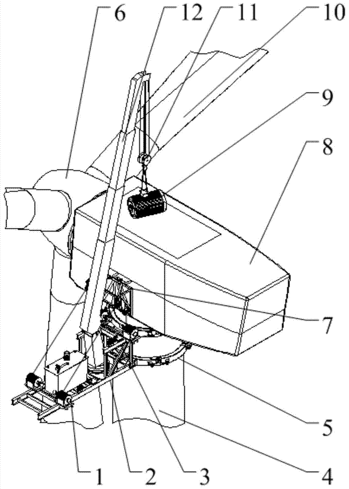 Traction attached type fan maintenance hoisting platform