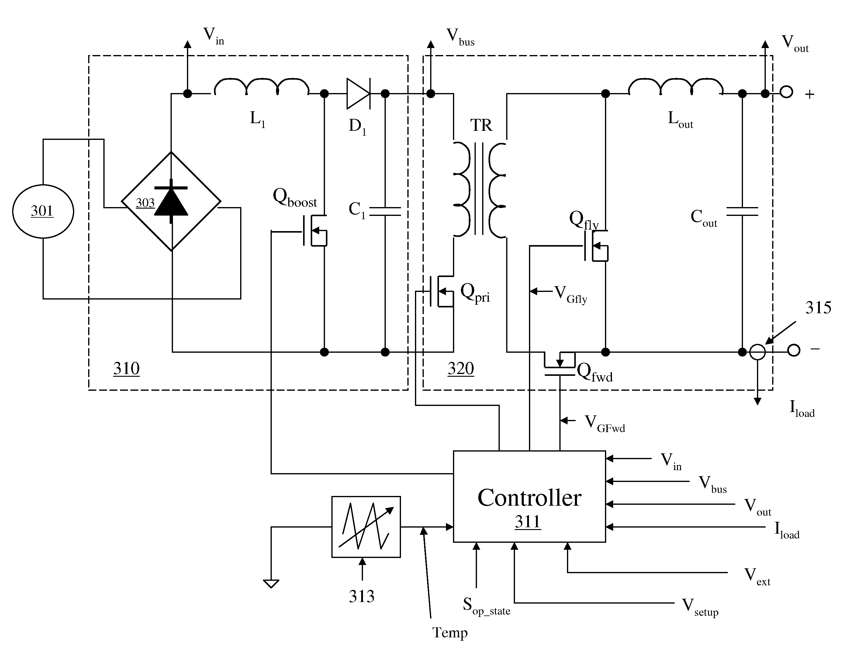 Power System with Power Converters Having an Adaptive Controller