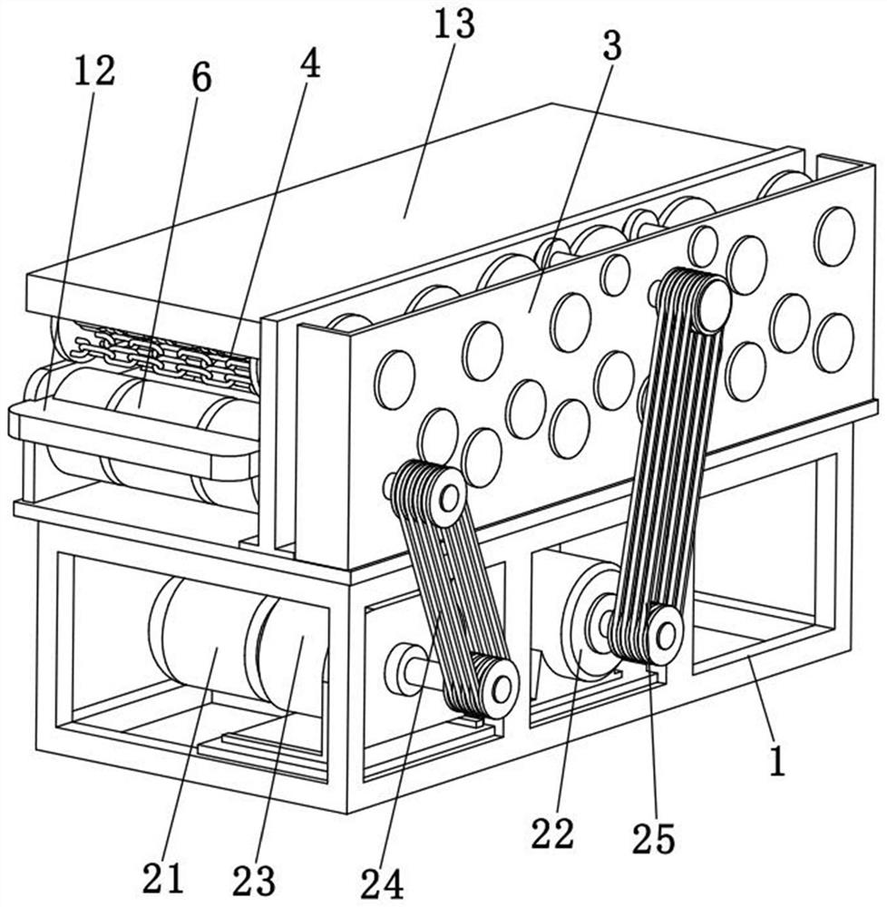 Chained bark removing machine