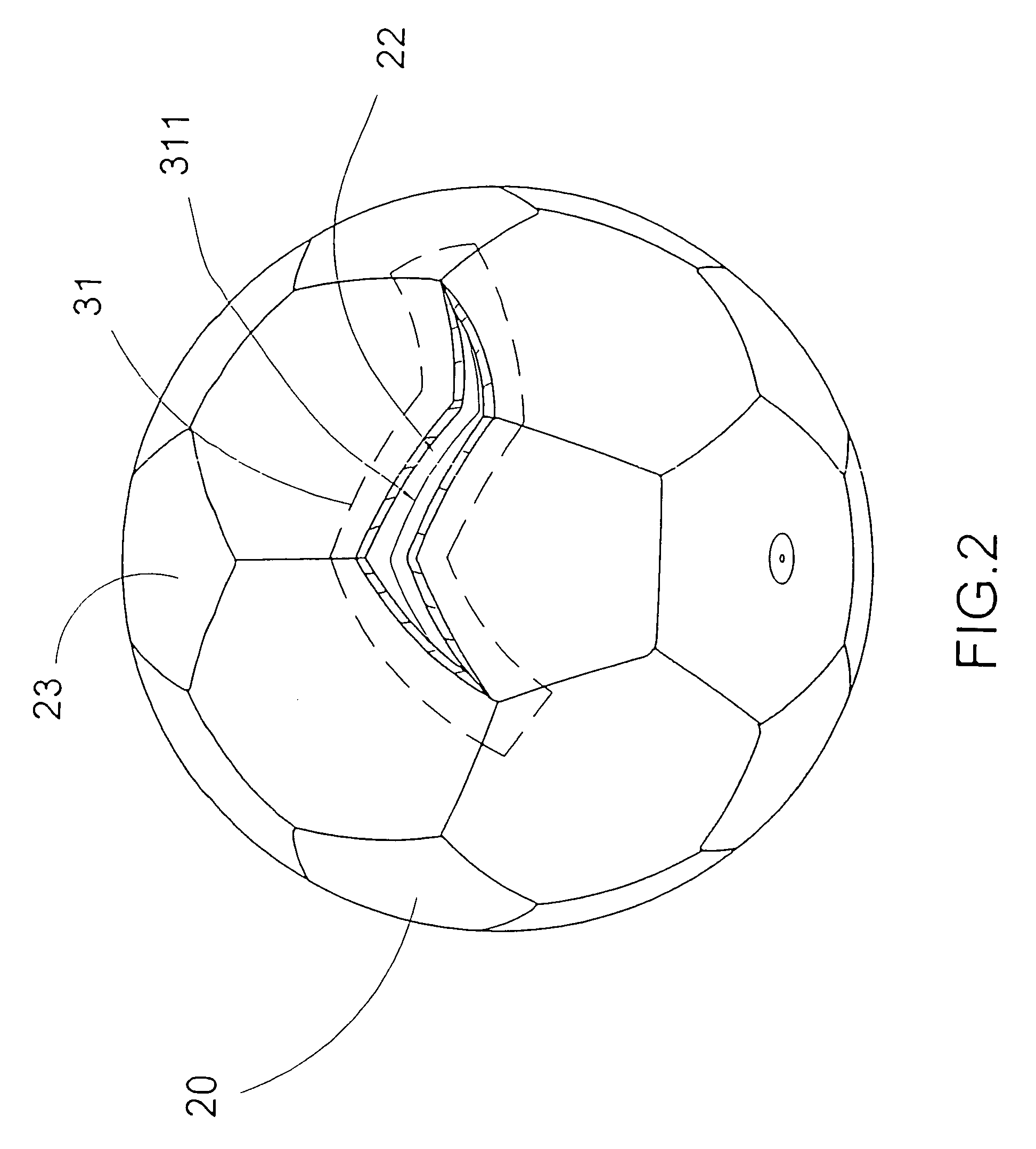 Stitchless seam arrangement of sportsball and manufacturing method thereof