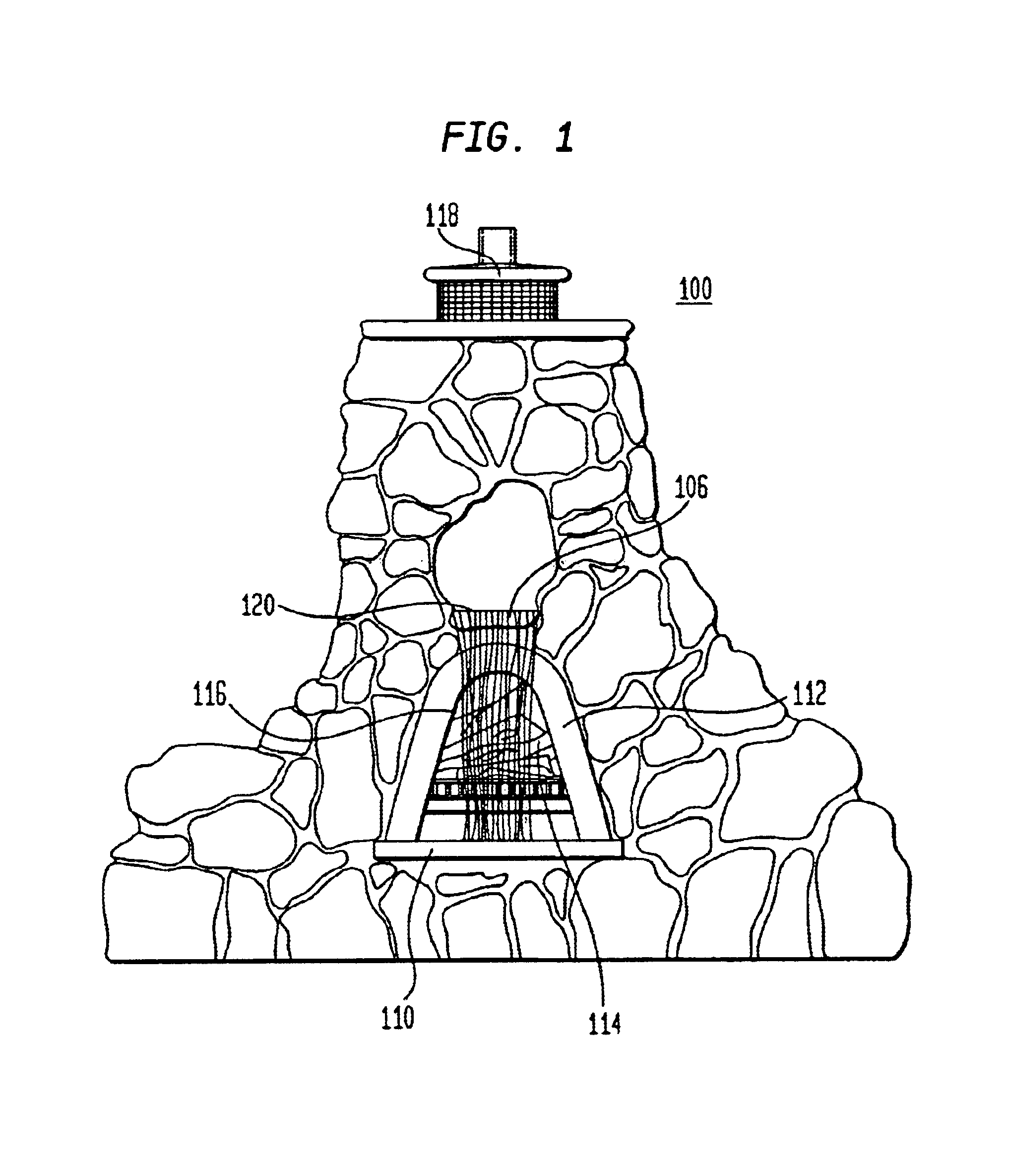 Fireplace with waterfall