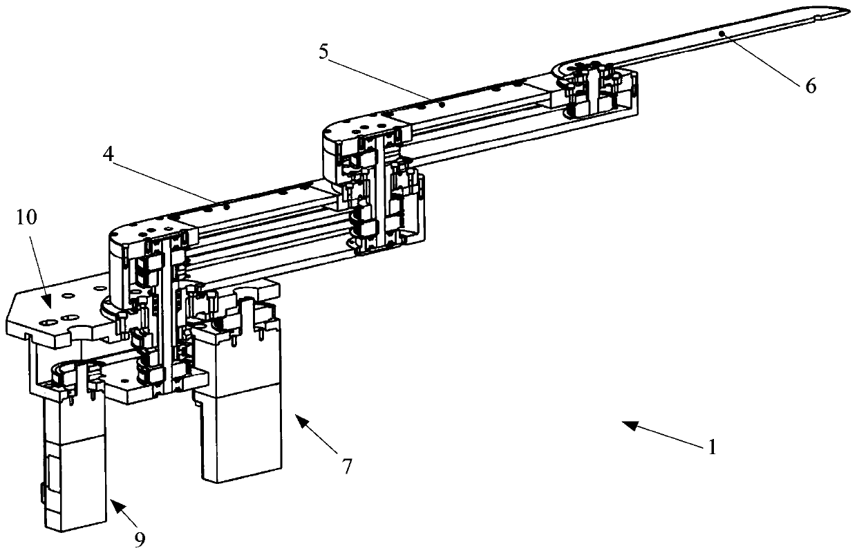 Flat type single-arm robot based on transmission of synchronous pulleys