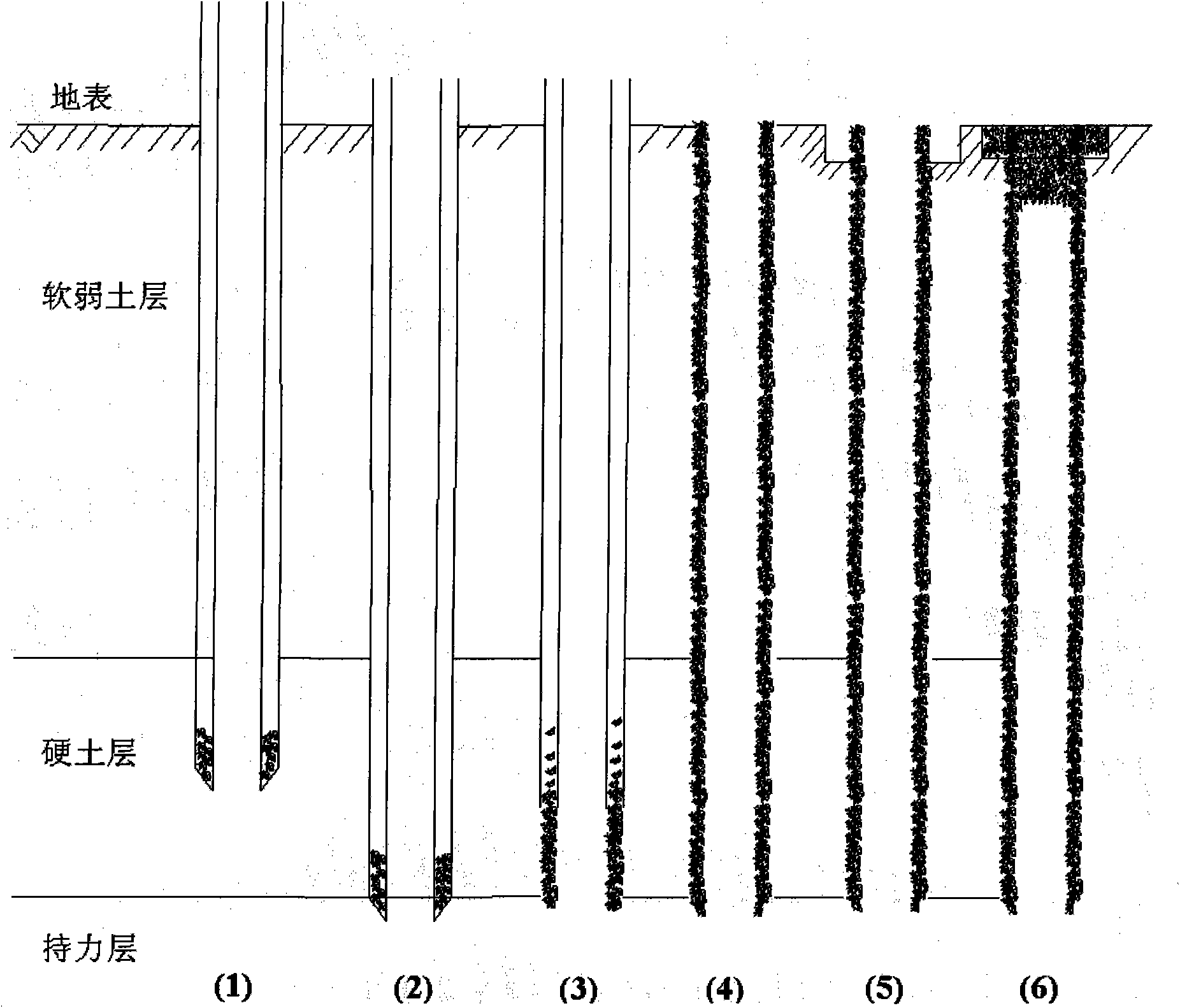 Cast-in-place X-shaped large-diameter hollow concrete pile and construction method thereof