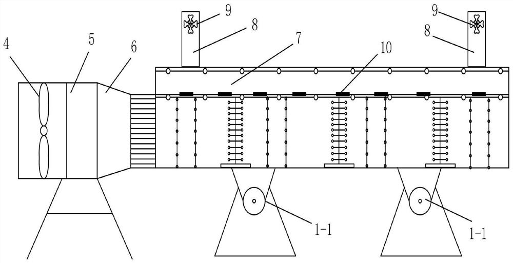 Multifunctional tunnel fire test platform with connection flues