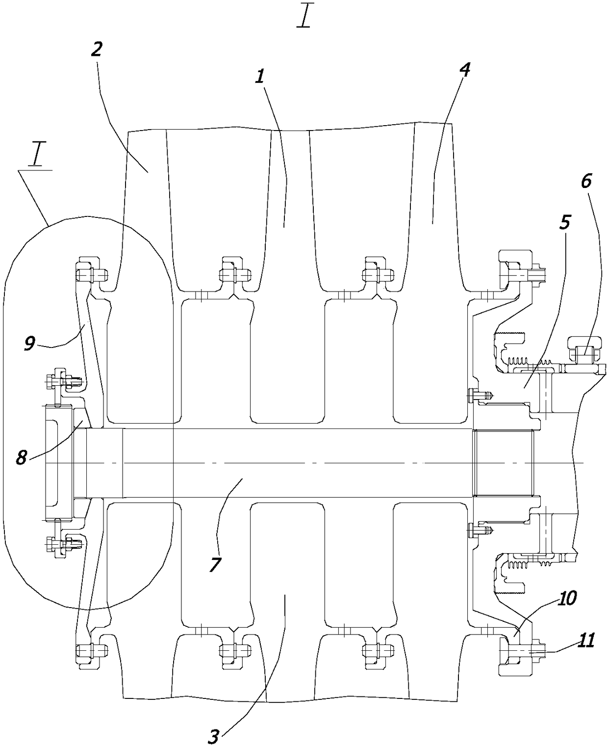 Multistage turbine rotor